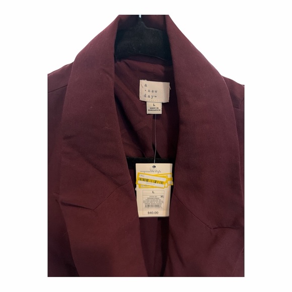 A New Day Women's Double-Breasted Oversized Burgundy Blazer size Large - Picture 4 of 4